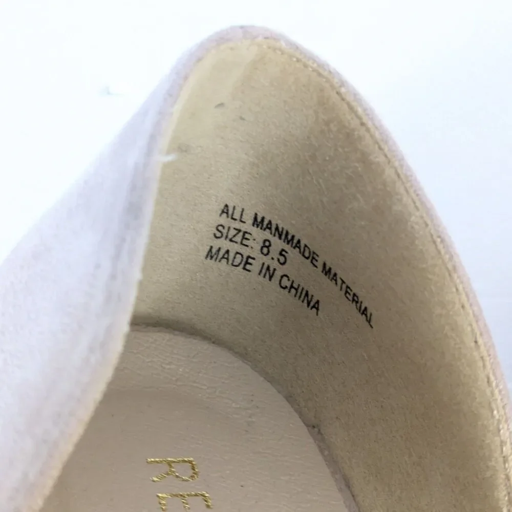 Restricted Flats 8.5 Taupe Faux Suede Pointed Toe Ribbon Fringe Shoes Boho - Picture 9 of 12